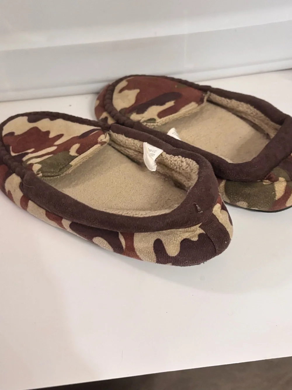 Kids Camouflage Moccasin Slippers - Brown/Green/Tan